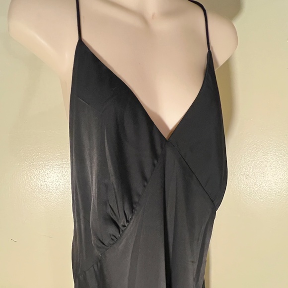 Banana Republic Black Slip Dress Bias Cut Asymmetrical Flounce Hem Size 20 - Picture 3 of 13